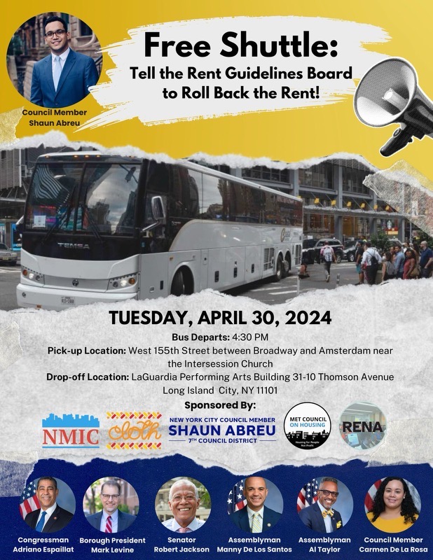 Poster advertising the free shuttle event with images of sponsoring elected officials.