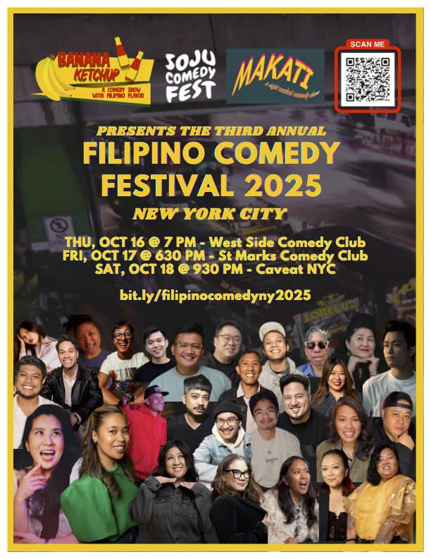Filipino Comedy Festival NYC — Oct 16–18 (West Side, St. Mark’s, Caveat)