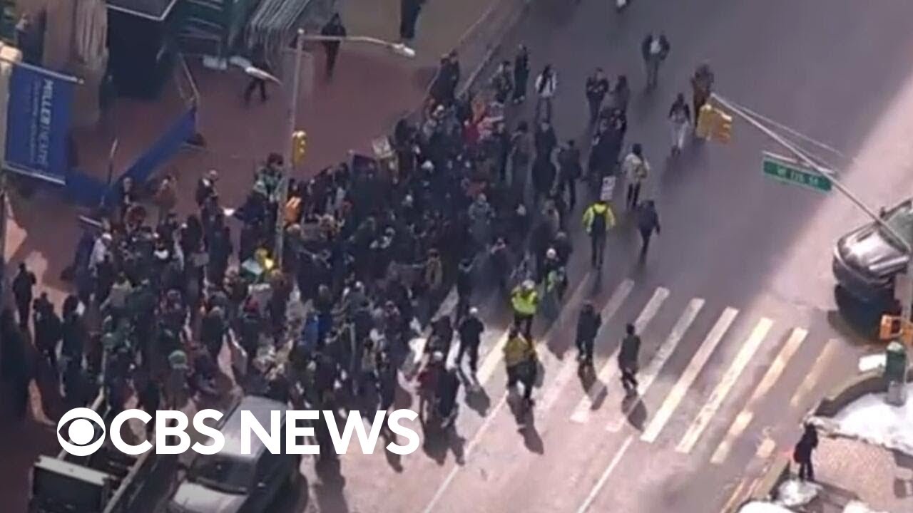 CBS News:  Protesters gather at Columbia University after school says DHS detained student
